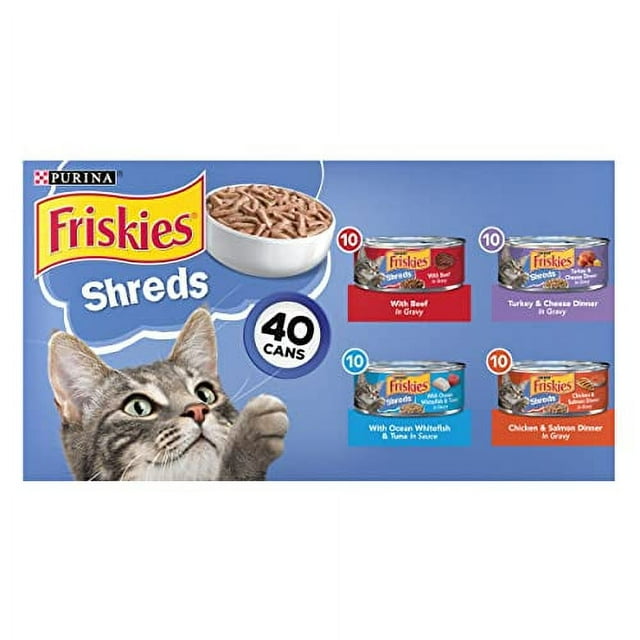 Purina Friskies Wet Cat Food Variety Pack, Shreds Beef, Turkey