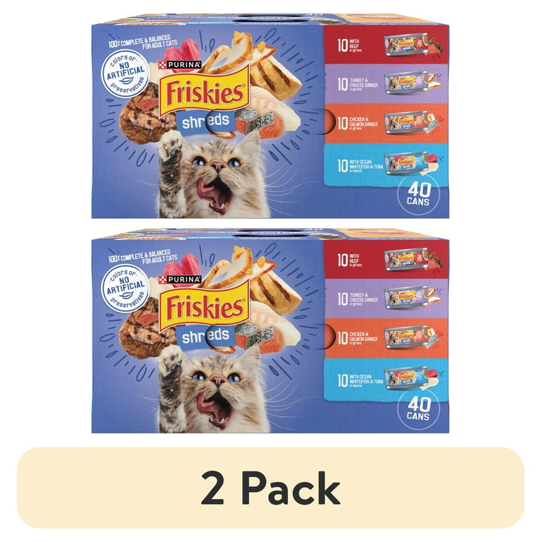 2 pack Purina Friskies Shreds Gravy Variety Pack Wet Cat Food 5.5 oz Cans 40 Pack Walmart