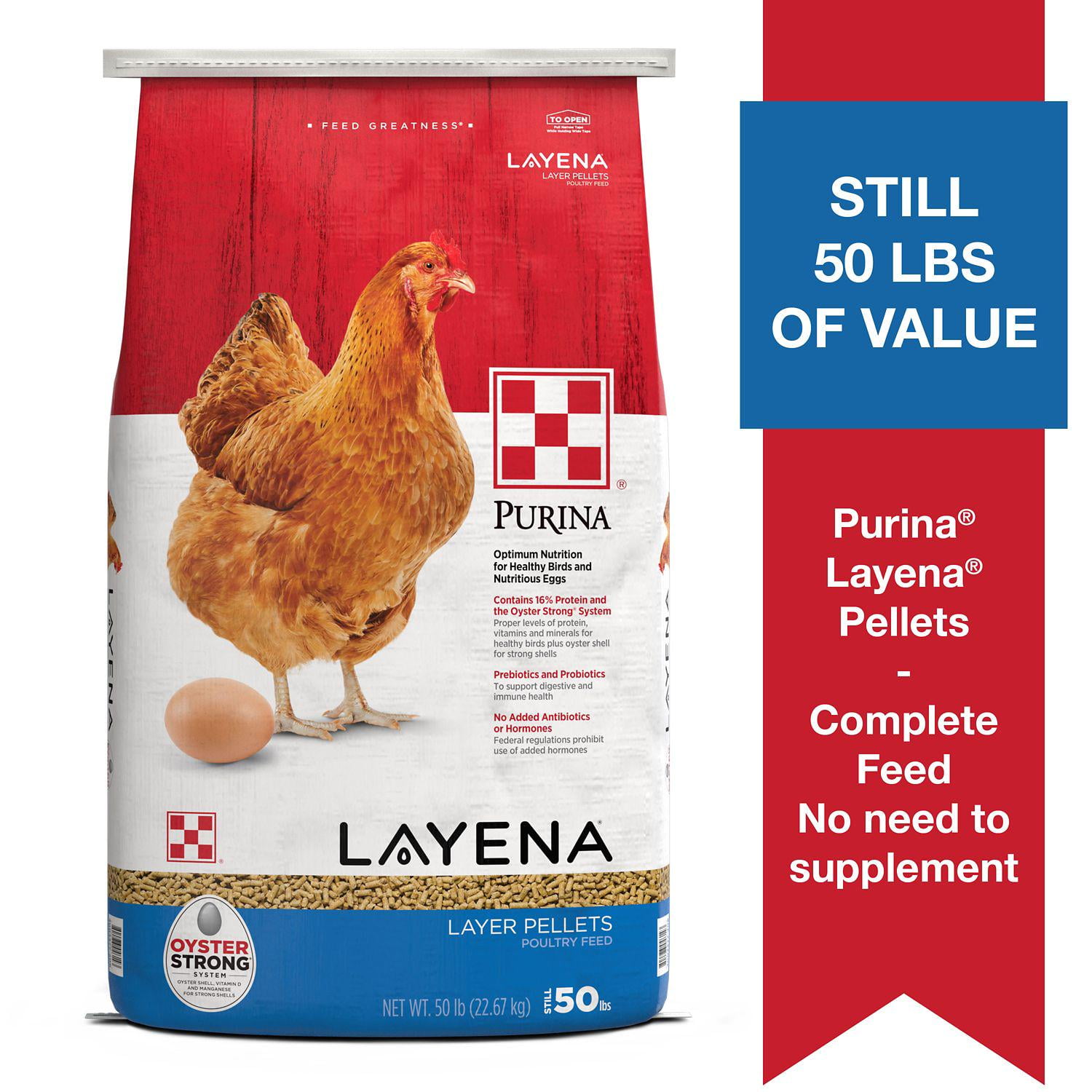 Purina Layena Pellets Layer Poultry Feed, 50 lb. Bag