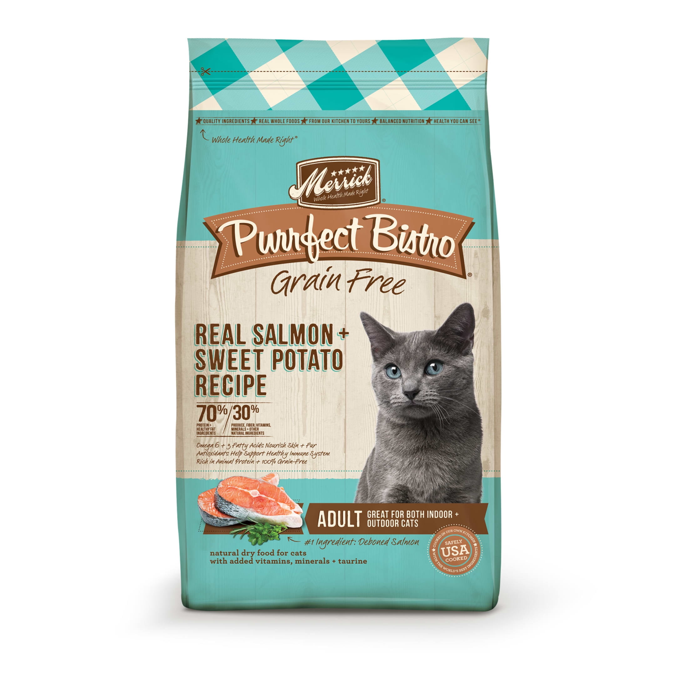 Merrick Purrfect Bistro, Grain Free Dry Cat Food, Salmon & Sweet Potato, 7 lb Bag