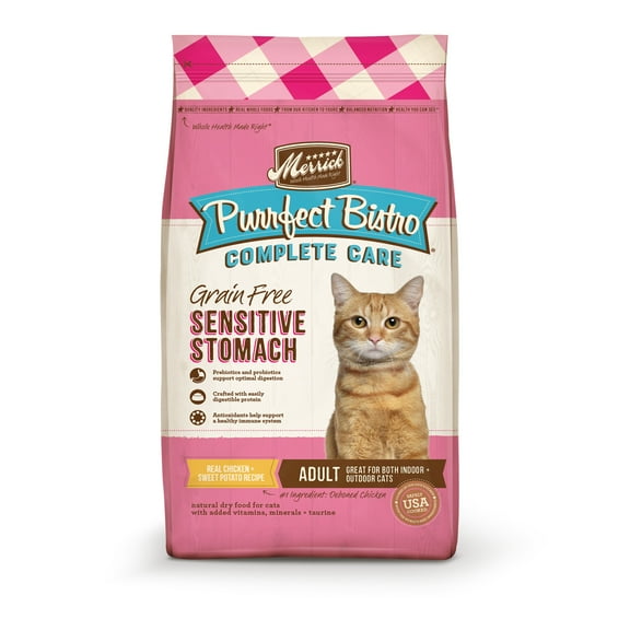 Merrick Purrfect Bistro Sensitive Stomach, Dry Cat Food, Chicken & Sweet Potato, 12 lb Bag