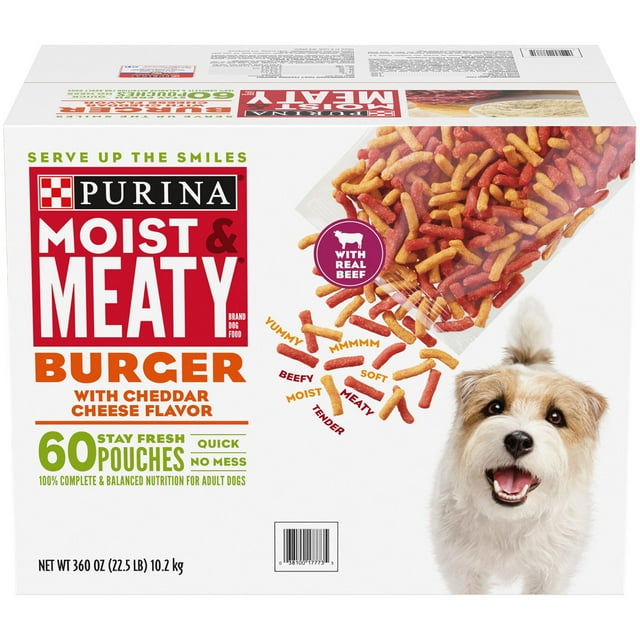Purina Moist & Meaty Dog Food, Burger with Cheddar Cheese Flavor (6 oz