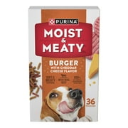Purina Moist & Meaty Dry Dog Food, Soft Beef Burger with Cheddar Cheese, 6 oz Pouch (36 Pack)