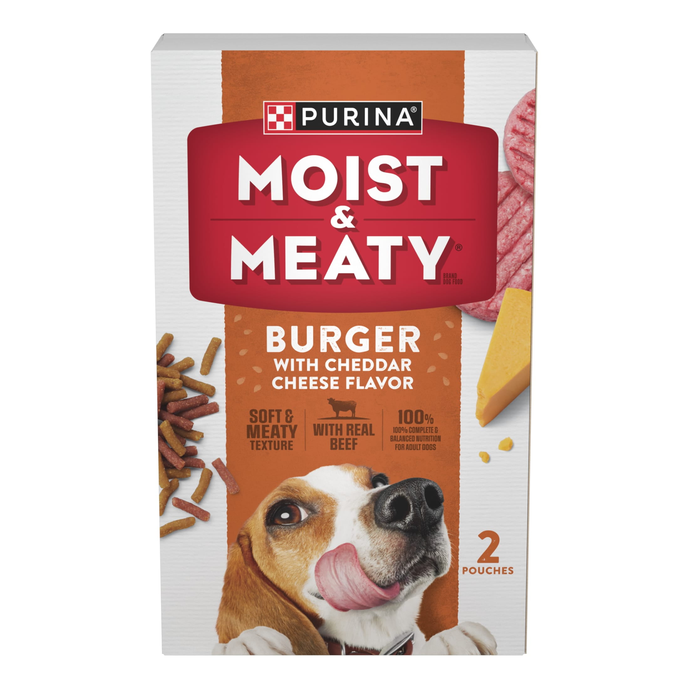 Purina Moist and Meaty Burger With Cheddar Cheese Flavor Dry Soft Dog Food Pouches