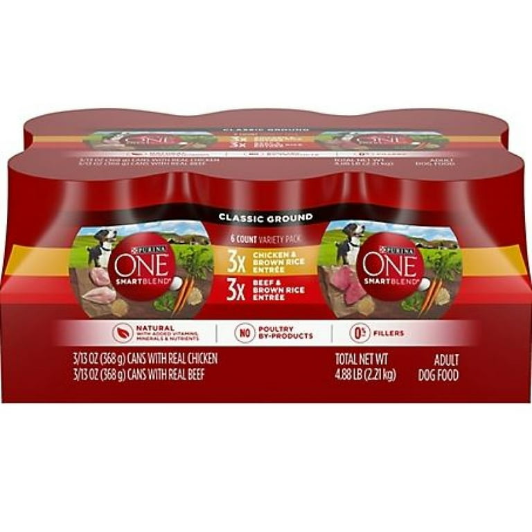 Purina ONE SmartBlend Chicken Entree & Beef Entree Wet Adult Dog Food  Variety Pack, 6 ct / 13 oz - Foods Co.