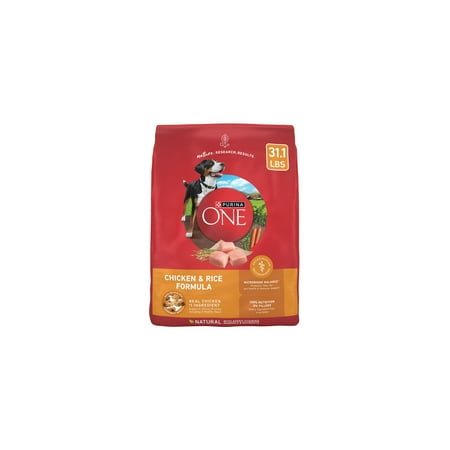 Purina ONE Chicken and Rice Formula Dry Dog Food, 31.1 lbs (Pack of 32)