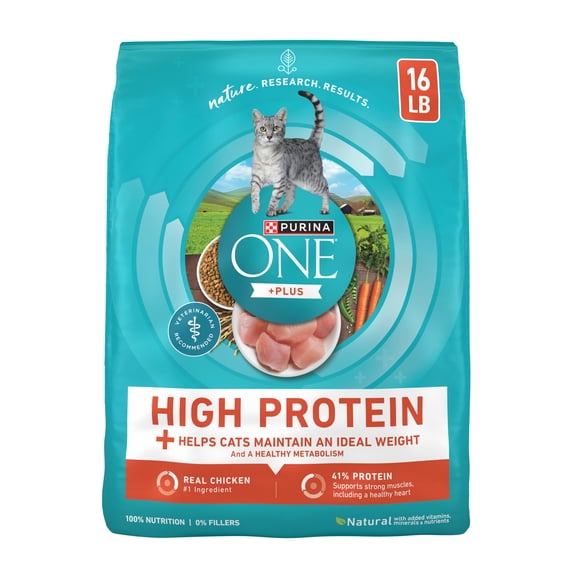Purina ONE, Healthy Weight Plus Ideal Weight With Chicken Dry Cat Food High Protein, Weight Control Formula, 16 lb Bag