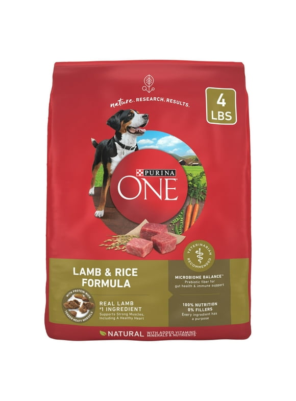 Purina ONE High Protein Dry Dog Food, Lamb and Rice Formula, 4 lb Bag