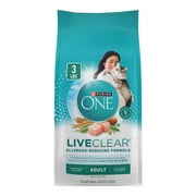 Purina ONE LiveClear Allergen-Reducing Dry Cat Food Formula with Real Chicken as the Number One Ingredient, 3 lb. Bag