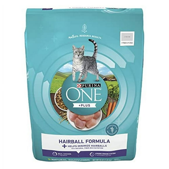 Purina ONE Natural Cat Food for Hairball Control, +PLUS Hairball Formula - 16 lb. Bag