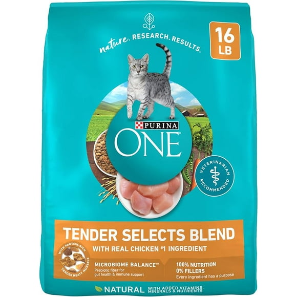 Purina ONE Natural Dry Cat Food, Tender Selects Blend With Real Chicken - 16 Lb. Bag