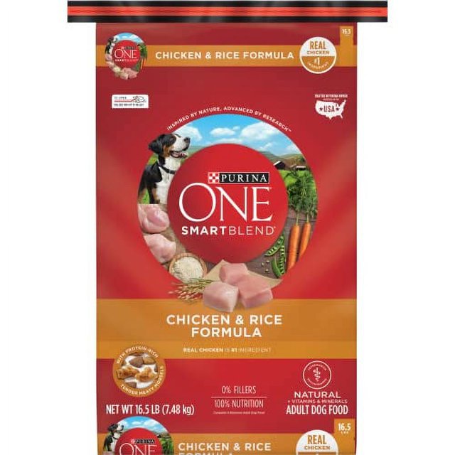 Purina ONE Natural, SmartBlend Chicken & Rice Formula Dry Dog Food 16.5 lb. Bag