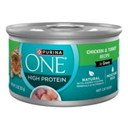 Purina ONE Natural, High Protein, Chicken and Turkey Recipe in Wet Cat Food Gravy, 24 Count, 3 oz Cans