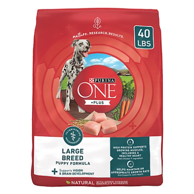 Purina ONE Natural, High Protein, Large Breed Dry Puppy Food, +Plus, 40