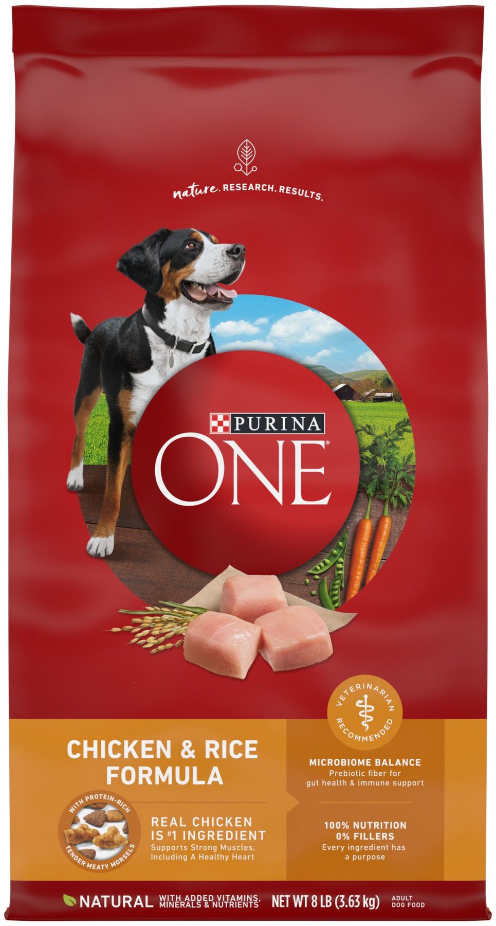 Purina ONE Natural SmartBlend Chicken & Rice Formula Dry Dog Food, 8lb
