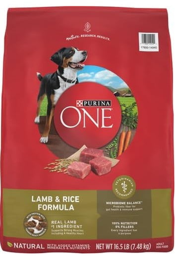 Purina ONE Natural Lamb & Rice Formula Dry Dog Food, 16.5 lb Bag (Pack of 3)