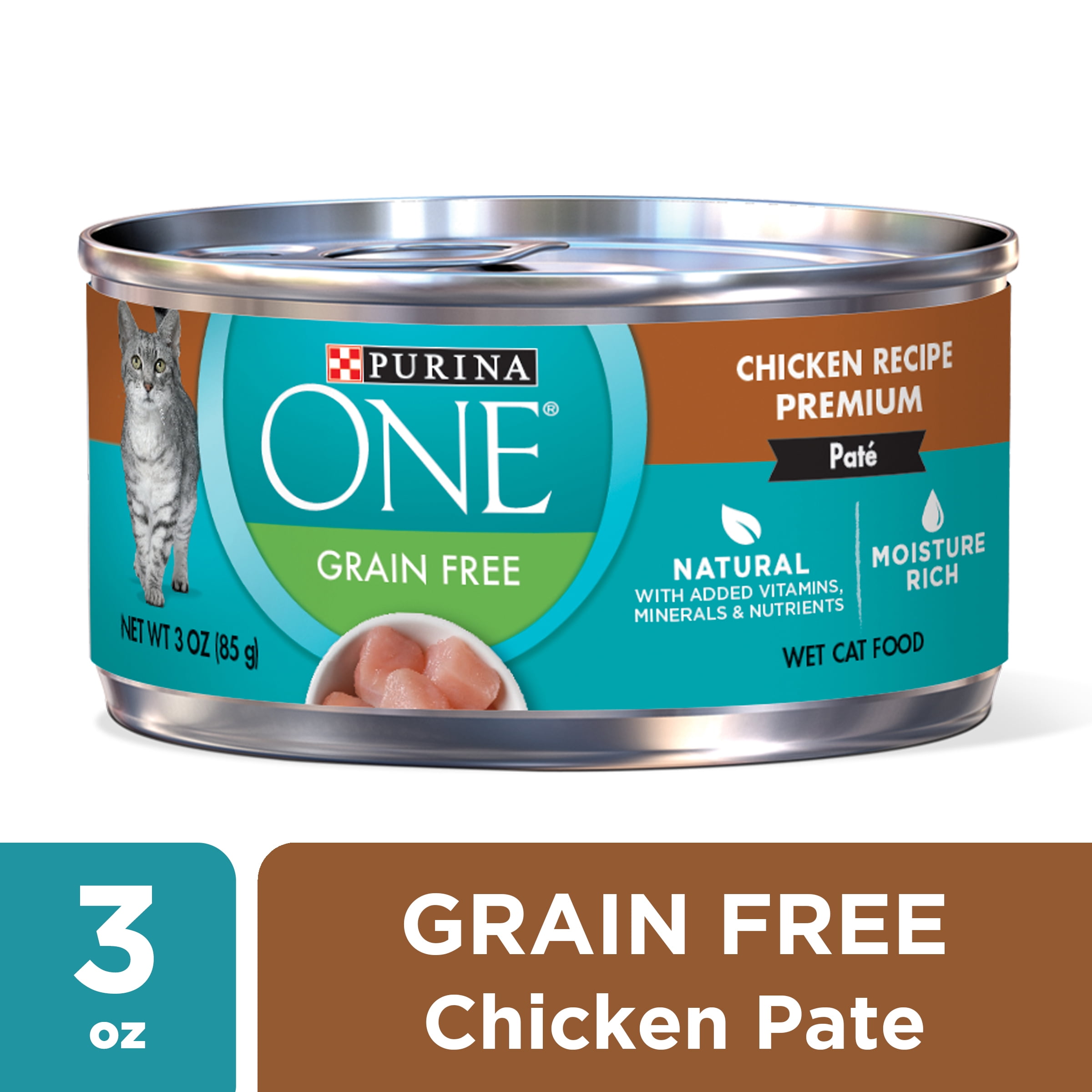 Purina ONE Pate Wet Cat Food Natural Grain Free Soft Chicken 3