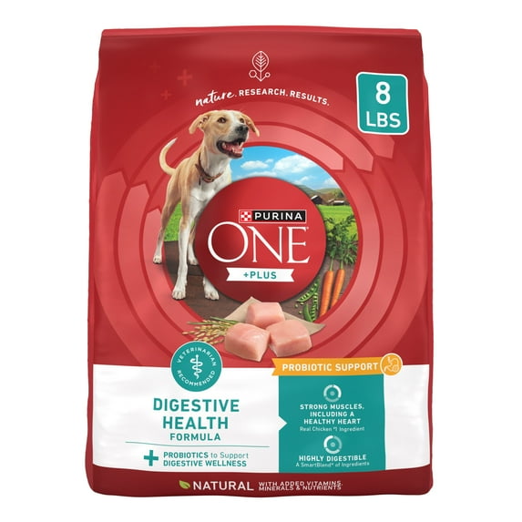 Purina ONE Plus Digestive Health Dry Dog Food for Adults, High Protein Chicken, 8 lb Bag