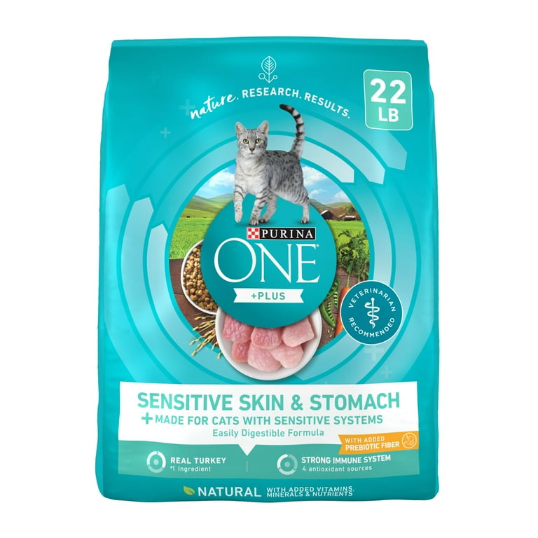 Purina ONE Plus, Sensitive Skin Stomach Dry Cat Food, Natural