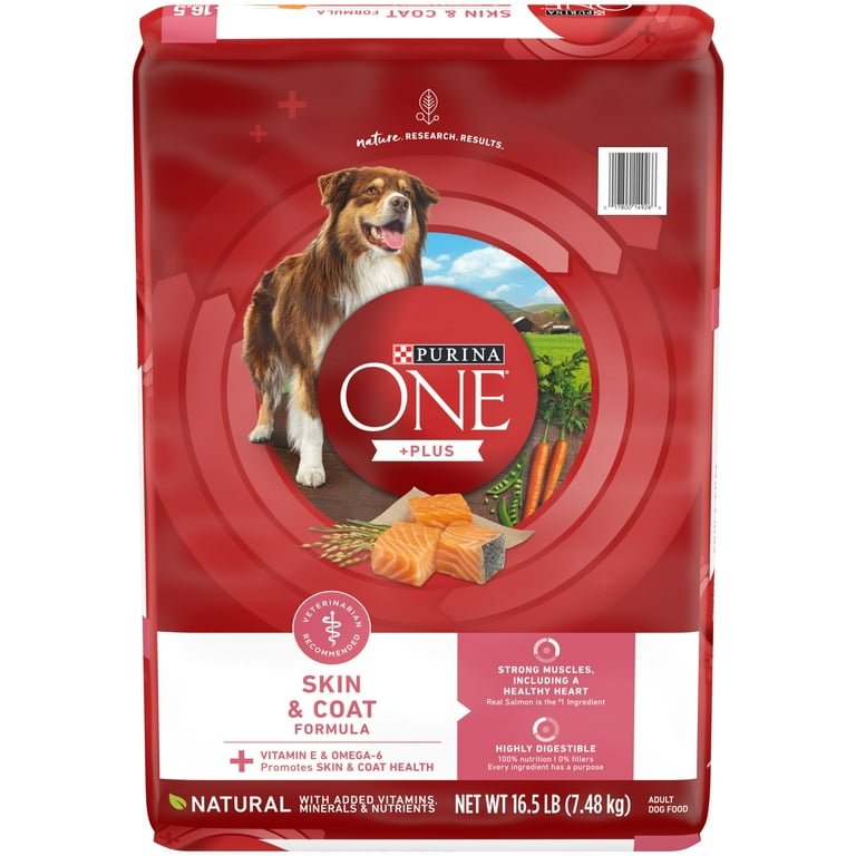 Purina ONE Plus Skin Coat Dry Dog Food for Adults High Protein Natural Salmon 16.5 lb Bag Walmart