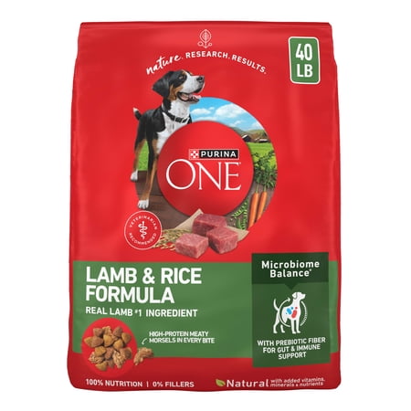 Purina ONE Plus Dry Dog Food for Adult Dogs, Real Protein Rich Natural Lamb & Rice Formula, 40lb Bag