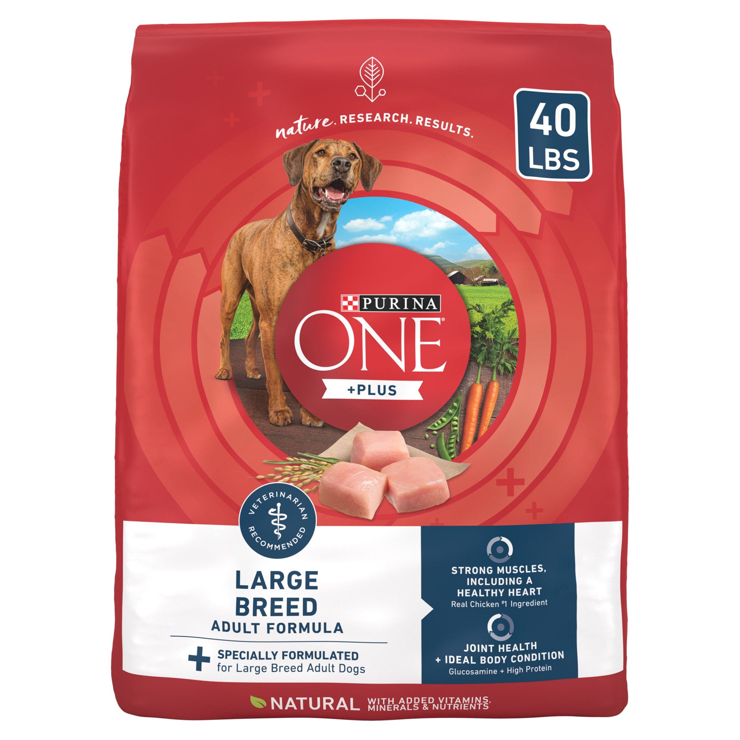 Purina ONE Plus Dry Large Breed Dog Food for Adult Dogs, Real Protein Rich Natural Chicken Flavor, 40lb Bag - image 1 of 11