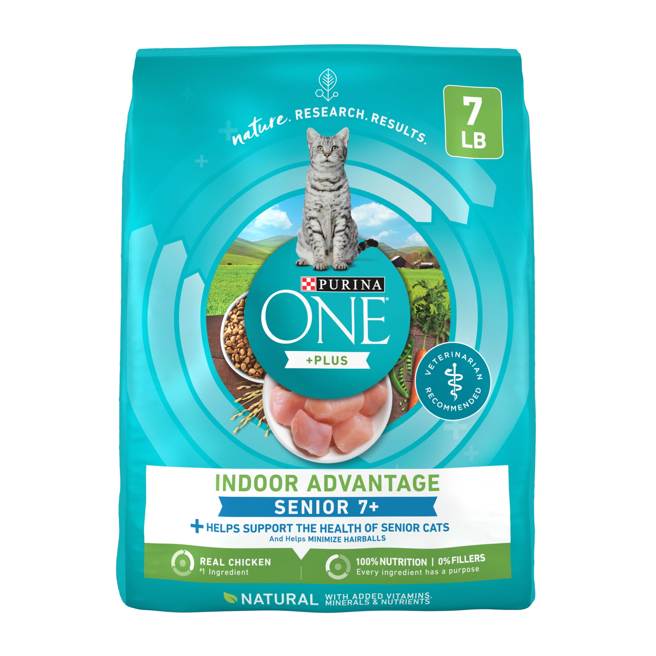 Purina ONE Plus, Indoor Advantage, Senior Dry Cat Food, Chicken, 7 lb Bag