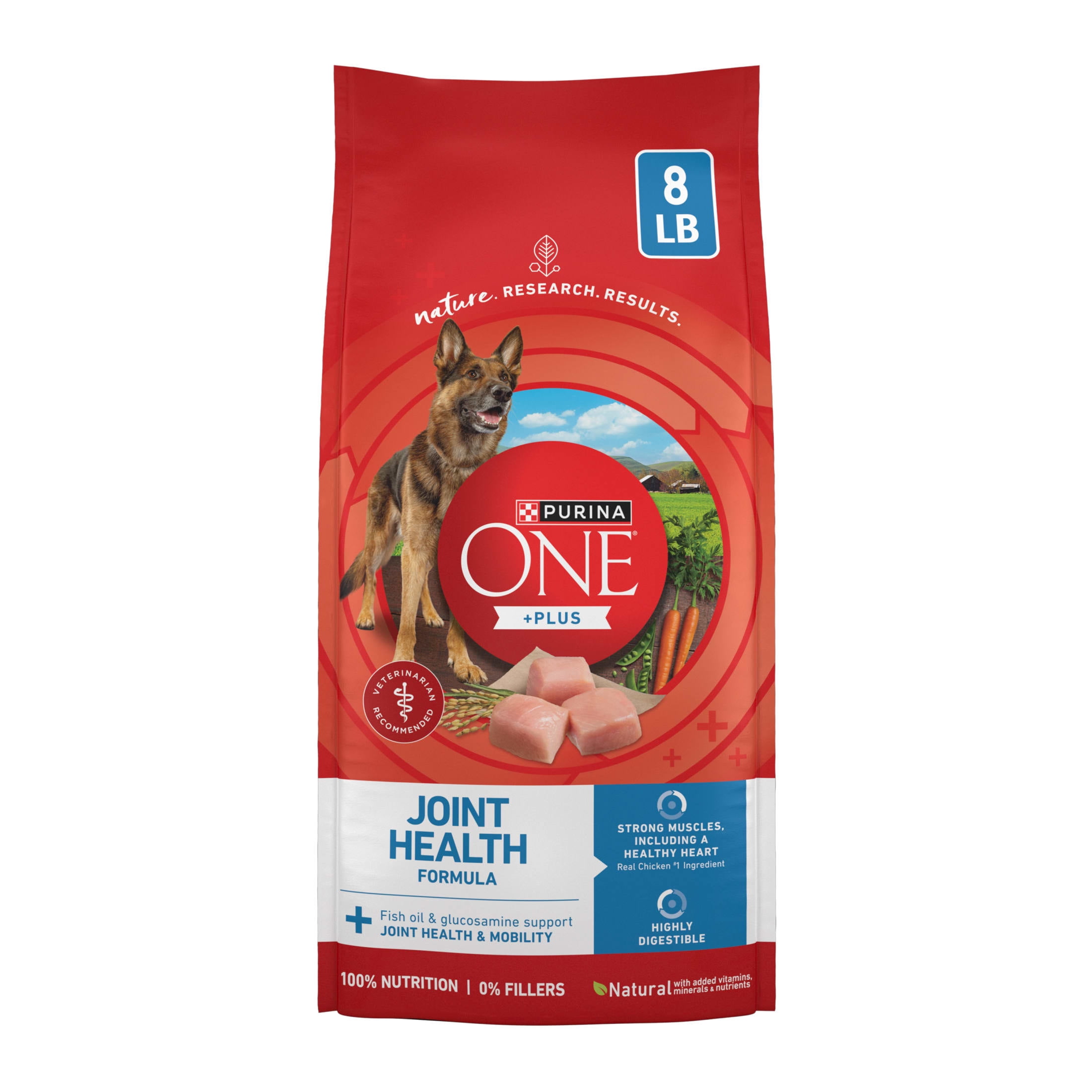 Purina One Plus Joint Health Chicken & Rice Flavor Dry Dog Food, 8 lb Bag