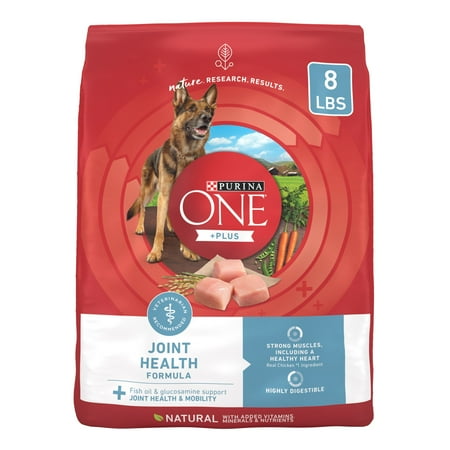 Purina One Plus Dry Dog Food Joint & Mobility Health, High Protein Chicken & Rice, 8 lb Bag