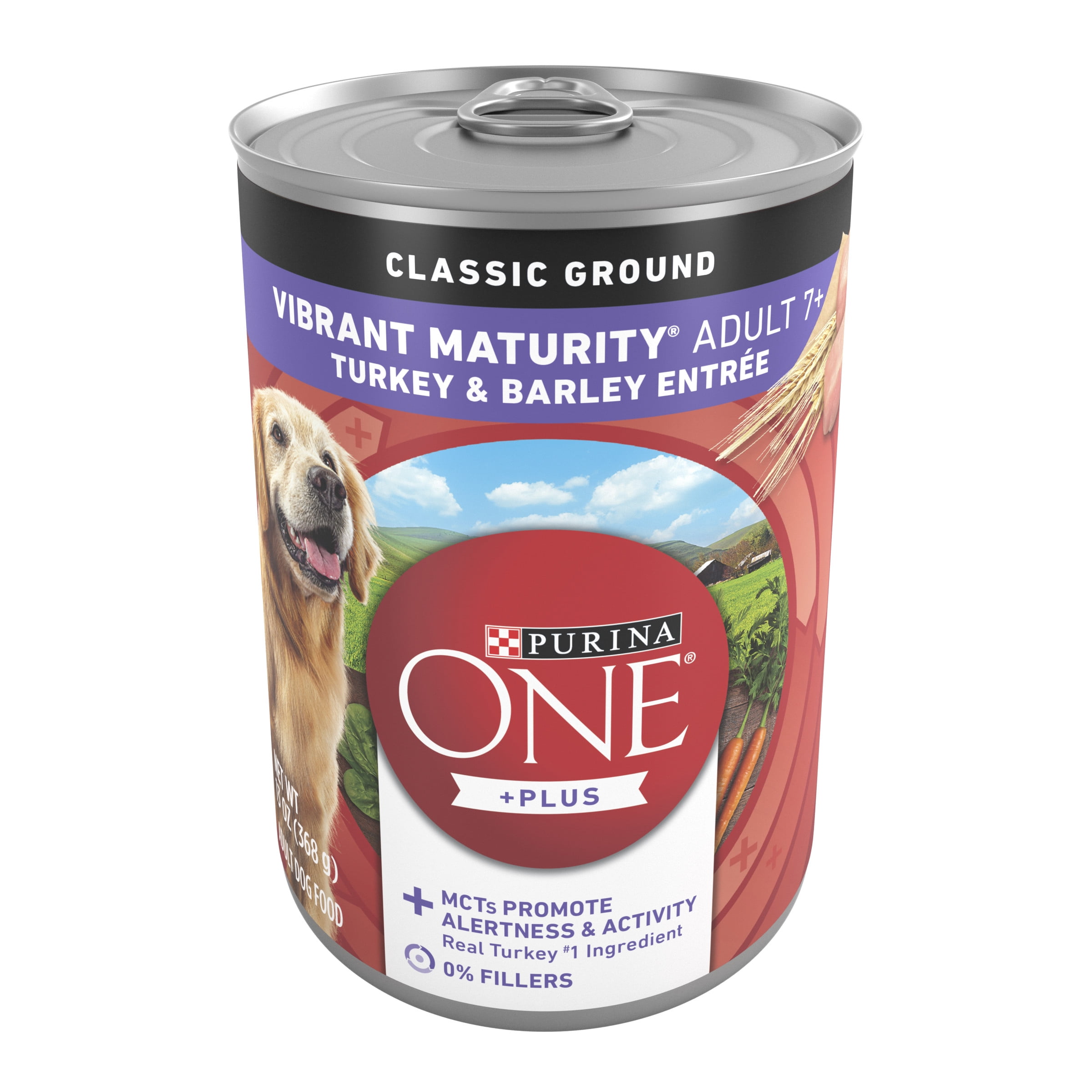 Purina ONE +Plus Turkey & Barley Wet Senior Dog Food, 13 oz Can