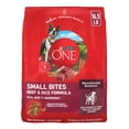thumbnail image 1 of Purina ONE Small Bites Dry Dog Food for Adult Dogs with Added Vitamins & Minerals, High Protein Beef & Rice, 16.5 lb Bag, 1 of 11