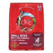 Purina ONE Small Bites Dry Dog Food for Adult Dogs with Added Vitamins & Minerals, High Protein Beef & Rice, 16.5 lb Bag