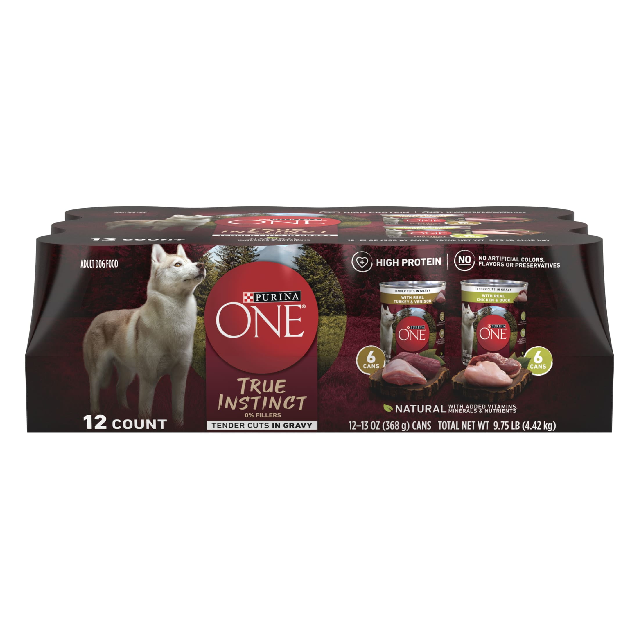 Purina ONE Smart Blend Wet Dog Food, High Protein Soft Gravy Variety Pack, 13 oz Cans (12 Pack)