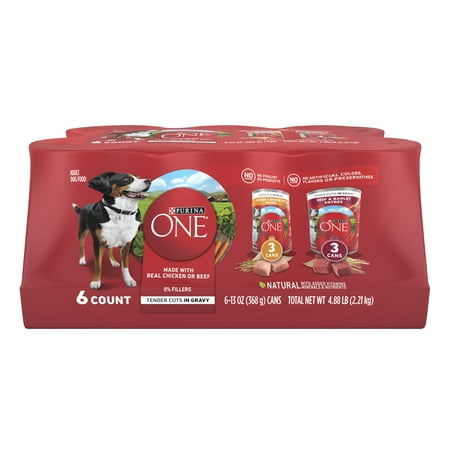 Purina ONE Tender Cuts in Gravy Chicken and Brown Rice, and Beef and Barley Entrees Wet Dog Food Variety Pack