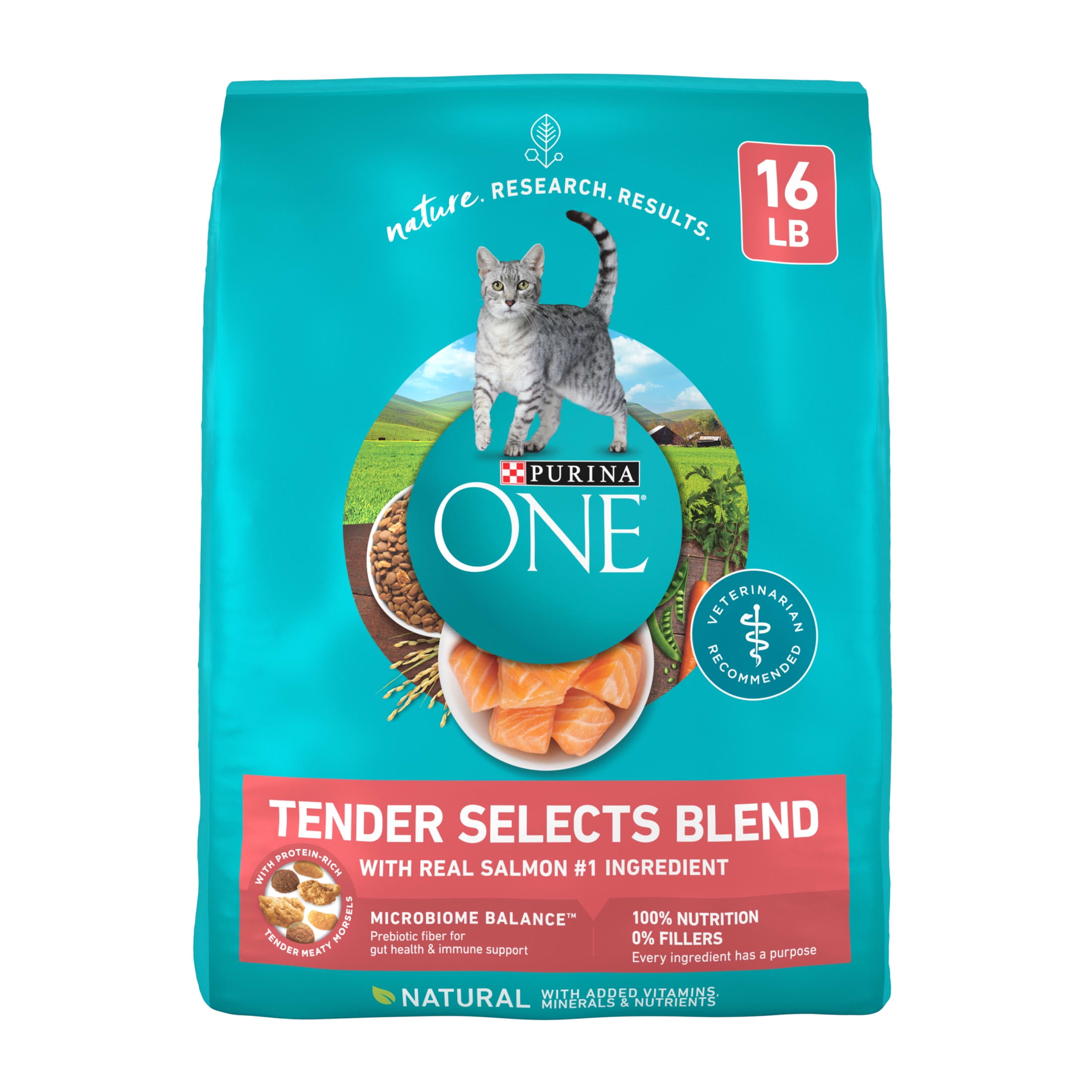Purina ONE Tender Select Blends Dry Cat Food, Salmon, 16 lb Bag