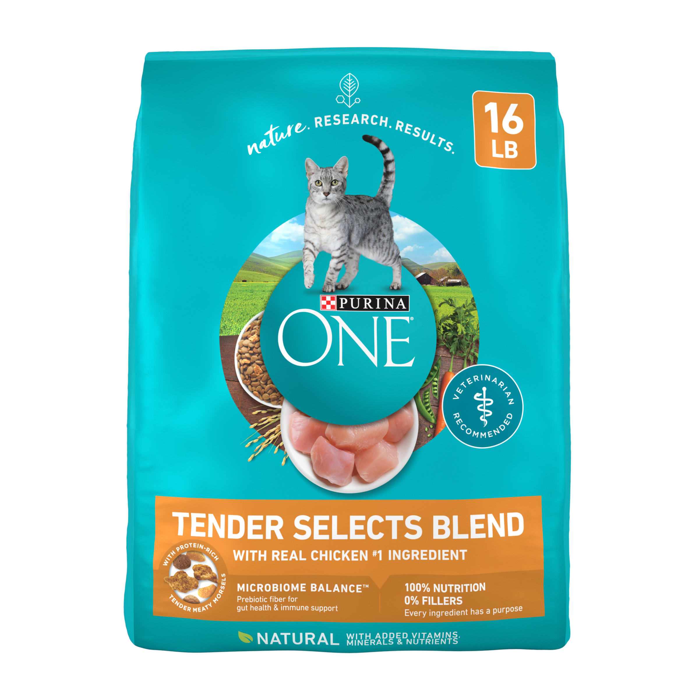 Purina ONE Tender Selects Dry Cat Food for Adult Cats, High Protein Chicken, 16 lb Bag - image 1 of 11