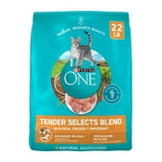 Purina ONE Tender Selects Dry Cat Food for Adult Cats, High Protein Chicken, 22 lb Bag