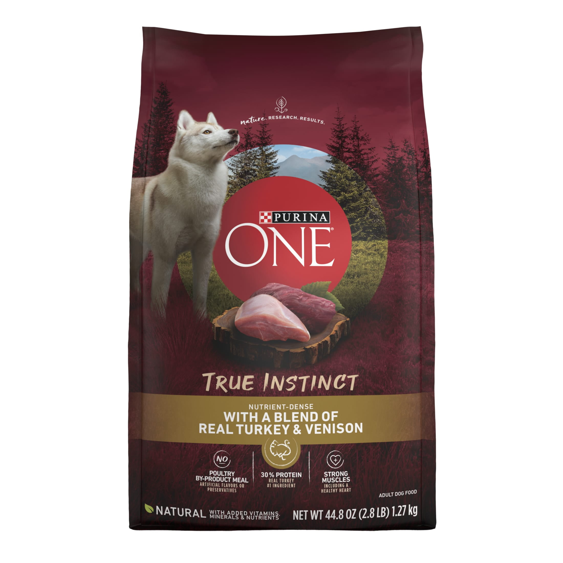 Purina ONE True Instinct Dry Dog Food for Adults, High Protein Real Turkey & Vension, 2.8 lb Bag