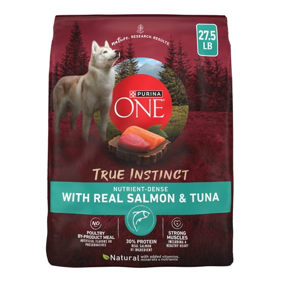 Purina ONE True Instinct High Protein Dry Dog Food for Adult Dogs, Muscle Support, Salmon & Tuna, 27.5 lb Bag