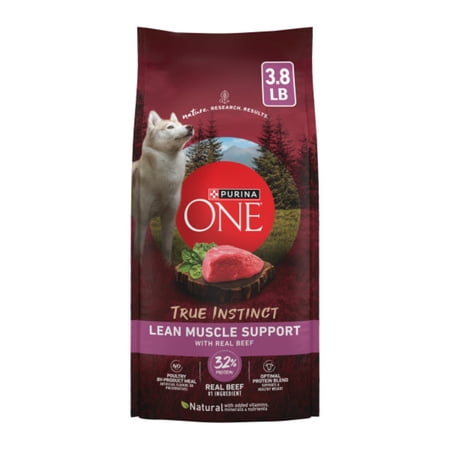 Purina One True Instinct Lean Muscle Support With Real Beef Natural With Added Vitamins, Minerals and Nutrients High Protein Dog Food, 3.8 lb Bag