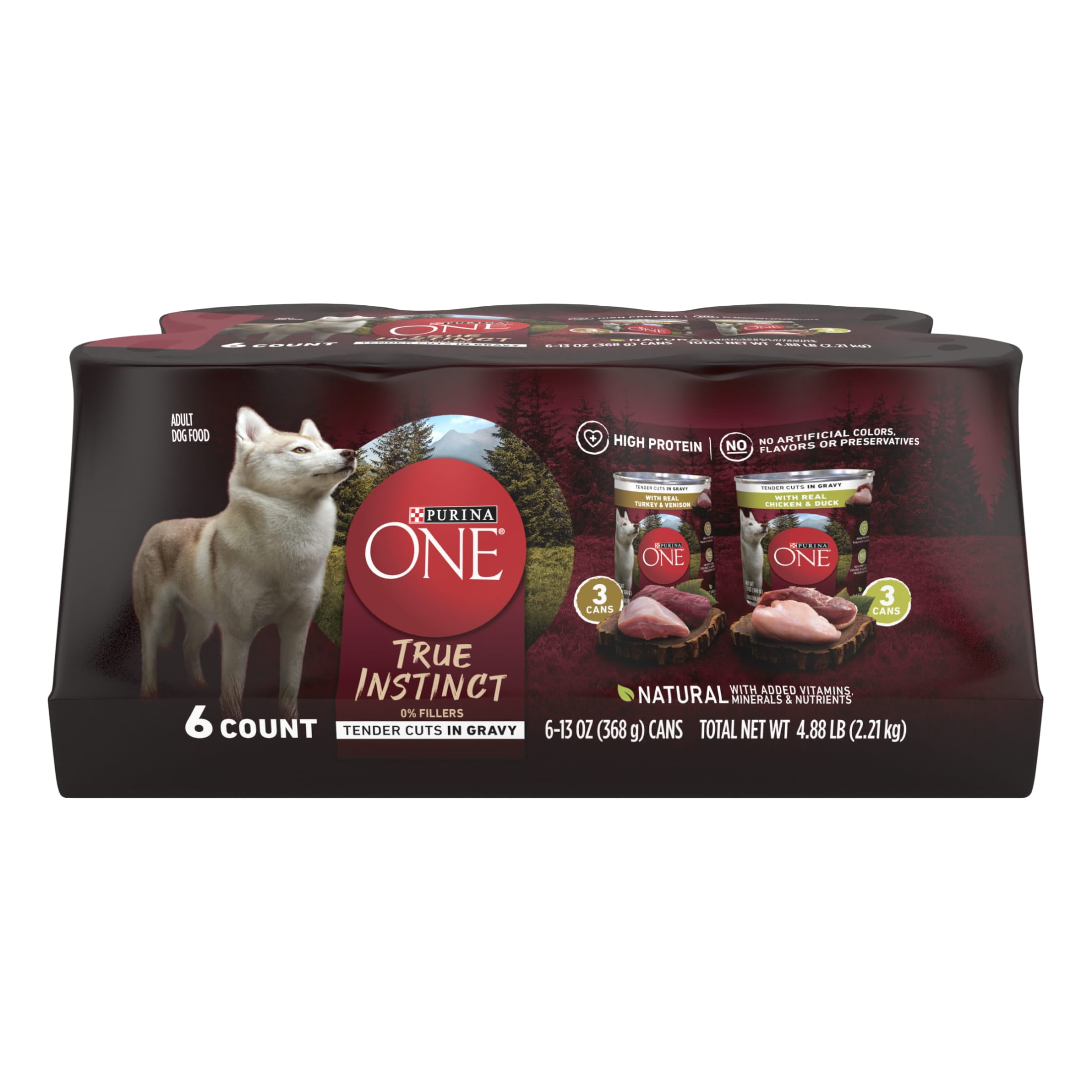 Purina ONE True Instinct Natural Wet Dog Food, High Protein Soft Variety Pack, 13 oz Cans (6 Pack)