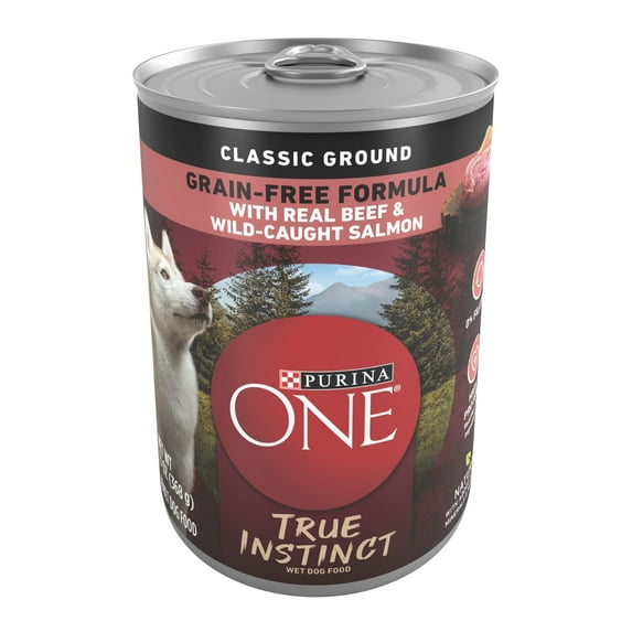 Purina ONE True Instinct Wet Dog Food, High Protein Soft Beef & Salmon, 13 oz Can