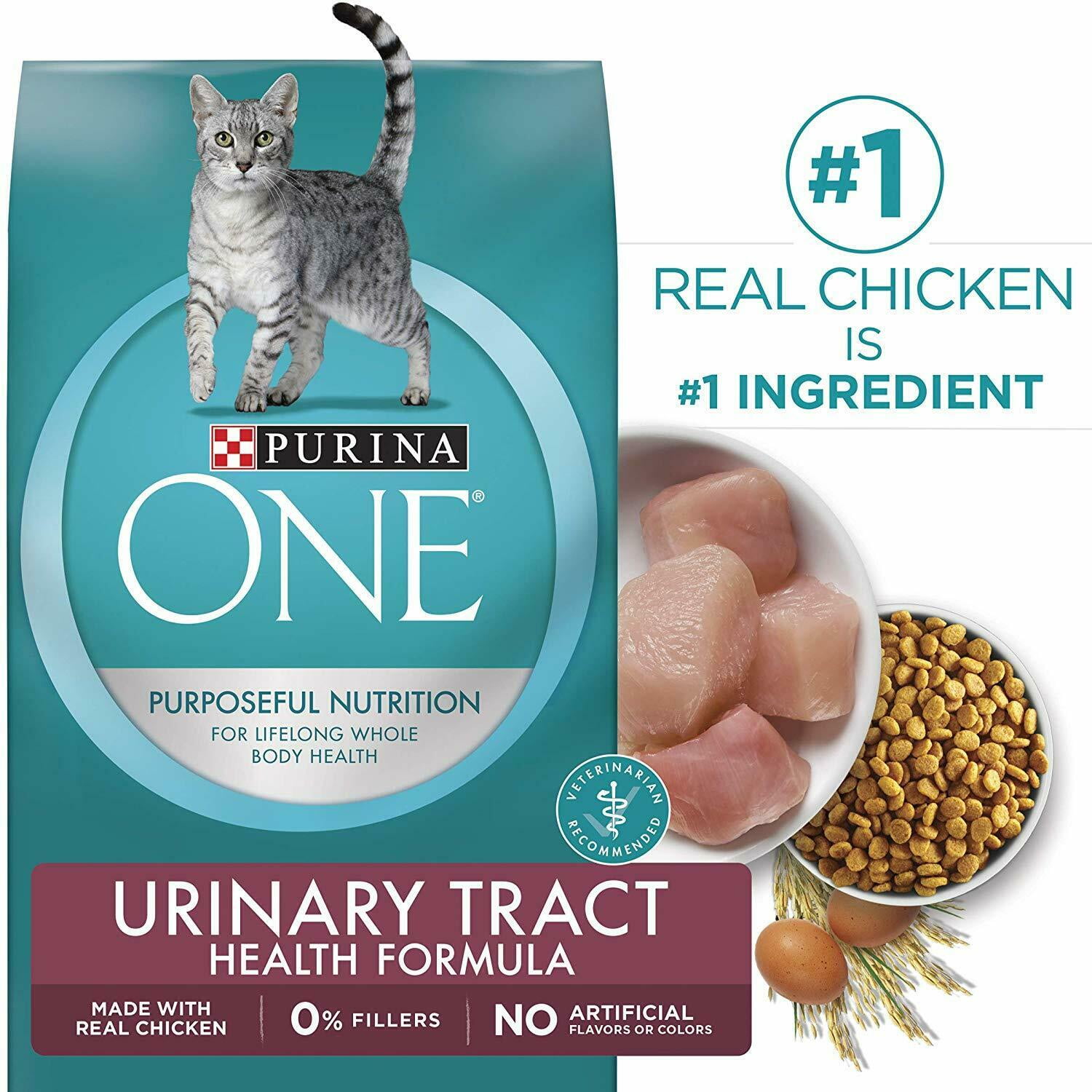 Purina One Urinary Tract Health Formula Adult Dry Cat Food, Chicken, 3. 