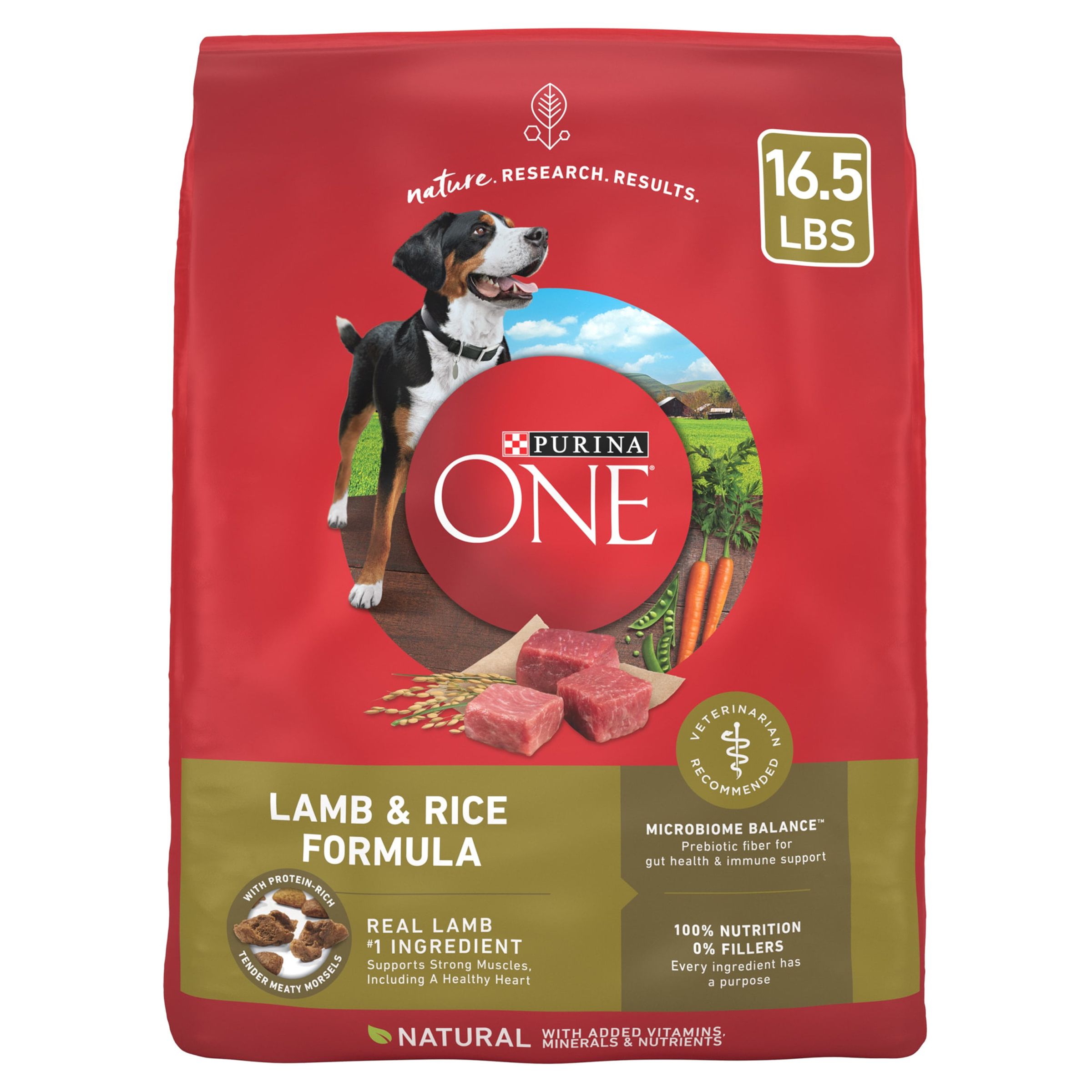 Purina One Dry Dog Food High Protein Microbiome Balance, Real Lamb & Rice, 16.5 lb Bag - image 1 of 9