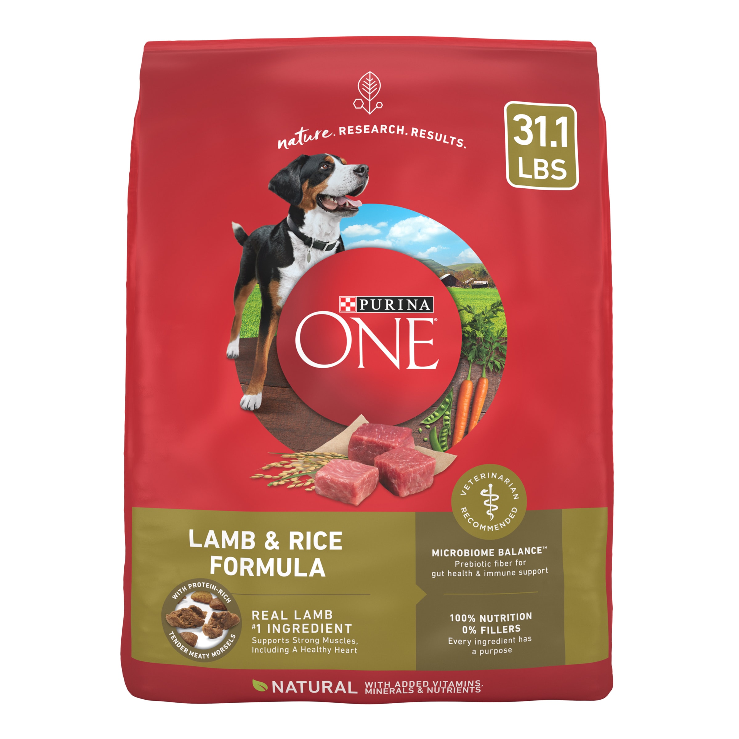 Purina One Dry Dog Food High Protein Microbiome Balance,, Real Lamb & Rice, 31.1 lb Bag - image 1 of 11