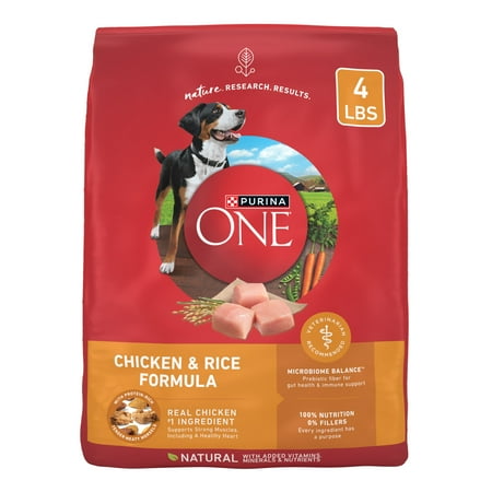 Purina One Dry Dog Food for Adult Dogs High Protein, Real Chicken & Rice, 4 lb Bag