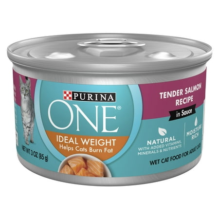 Purina One Ideal Weight Wet Cat Food Salmon, 3 oz Cans (24 Pack)