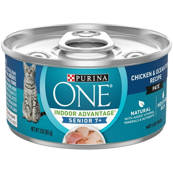 Purina One Indoor Advantage, Chicken & Oceanfish, Wet Cat Food for Adult Cats, 3 oz Can