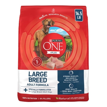 Purina One +Plus Dry Dog Food for Large Adult Dogs High Protein, Real Chicken, 16.5 lb Bag