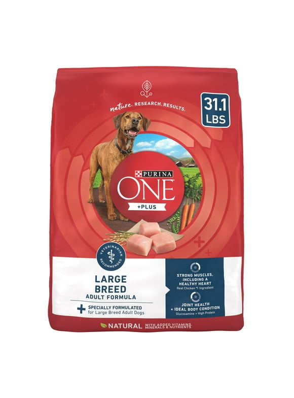 Purina One +Plus Dry Dog Food for Large  Adult Dogs High Protein, Real Chicken, 31.1 lb Bag